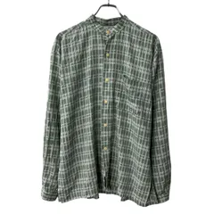 長袖 チェックシャツ XL～ グリーン ホワイト 胸ポケット サイドスリット 長袖シャツ トップス 春物 a710-6402