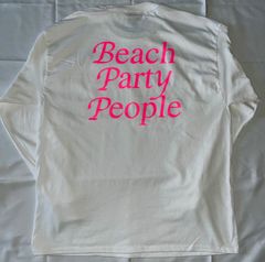 ロンT ロングスリーブ　beach ビーチ　ユニセックス　ホワイト×ピンク