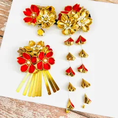 【和風髪飾り3点セット】つまみ細工・赤×金カラー｜七五三・ひな祭り・お正月・夏祭り・卒園式・成人式・写真撮影・子供兼用