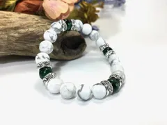 ハウライト&グリーンタイガーアイ パワーストーン　ブレスレット （シルバー）レディース 女性  数珠ブレス 開運 プレゼント ギフト  [8]