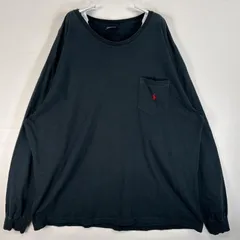 古着 90's/90年代 ポロバイラルフローレン Polo by Ralph Lauren 長袖Tシャツ ロゴ 刺繍 大きいサイズ 胸ポケ XXL  ブラック 無地 メンズ