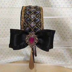 Fairy Mead◆インド刺繍リボン ドロップビーズ　カチューシャ◆黒 ワイン色◆クラシカルロリィタ