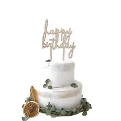 ケーキトッパー レターバナー 木製 Happy Birthday 誕生日 飾り