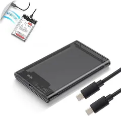 [BOEN]2.5インチ HDD/SSD ケース USB-C ハードディスクケース 透明 USB 3.1 9.5mm/7mm 両対応 6T対応 SSDケース ボックス SATA III 外付けハードディスク 5Gbps高速転送 UASP対応 ブラック