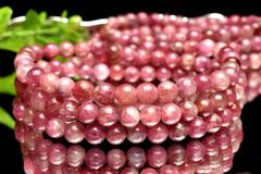 高発色 ピンクトルマリンシリカ(ルベライト)　5.5mm　3連タイプ ブレスレット パワーストーン 天然石 _BG5792-55