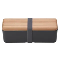 三好製作所 木蓋のお弁当箱 チャコール スリム L 0601-0038 0