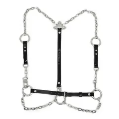 【名東】ヴィヴィアンウエストウッド スタッド ベルト チェーン ハーネス 12 20 922492 黒 シルバーカラー