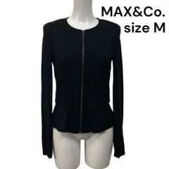 ◆ マックスアンドコー MAX&CO ペプラムジャケット ノーカラー 長袖 ジップアップ 黒 M 9号 レディース S5V190のサムネイル