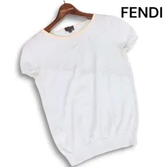 イタリア製★ FENDI フェンディ カシミヤ シルク♪ 半袖 パフスリーブ ニット セーター Sz.40 レディース