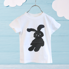 うさぎキッズTシャツホワイト【120.130】半袖　色違いコーデ　お揃い
