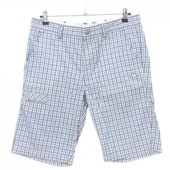 【超美品】カッパ ハーフパンツ グレー×スモーキーブルー チェック柄 ロゴ刺しゅう メンズ 82 ゴルフウェア Kappa