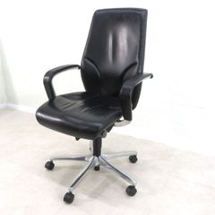 giroflex ジロフレックス 64-9278RCL011 本革 肘付オフィスチェア ブラック エグゼクティブ ハイバック 役員 EG14155 中古オフィス家具
