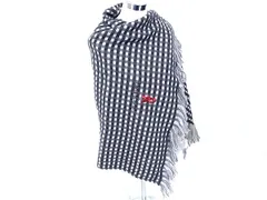 ■美品■ Roberta di Camerino ロベルタ ディ カメリーノ アクリル100％ チェック柄 フリンジ マフラー ストール グレー系 DG0574のサムネイル