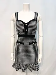1648 DAZZY デイジー キャバクラ ドレス チェック柄 ミニマーメイド パールボタン タイト フリル キャバドレス S