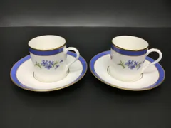 ティファニー Tiffany & Co. ペアデミタスカップ & ソーサー 2客 箱付き フローラル 美品 2507LT208