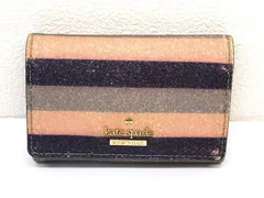 ケイトスペード ■ キーケース ラメ ボーダー ピンク ブラック グレー レディース kate spade □7I