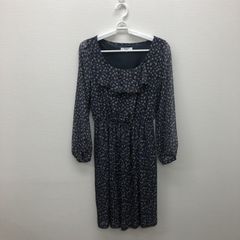 【NATURAL BEAUTY BASIC】ナチュラルビューティーベイシック　M　青　ブルー　ワンピース　長袖　レディース　花柄　シフォン