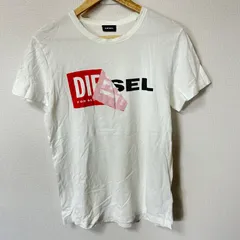 (^w^)b DIESEL ディーゼル クルーネック 半袖Tシャツ コットン 綿100% ロゴプリント トップス シンプル アメカジ 古着MIX デイリー タウンユース ホワイト 白 メンズ サイズS