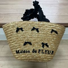 即完売【美品】メゾンドフルール フリルハンドルパールリボンかごバッグ　Maison de FLEUR