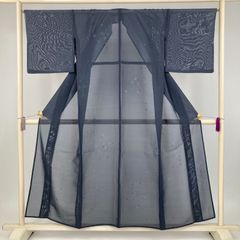 C◇着物くつろぎ 夏物 蜘蛛の巣 スパイダー 化繊 小紋 薄物 絽 紗 着物