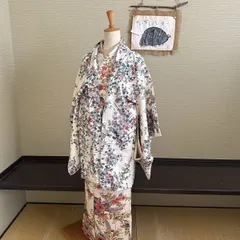 き502 【正絹 2点セット】花柄訪問着 × 小花羽織／アンティーク調 着物リメイク素材にも（難あり）