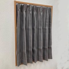 【短いカーテン】小窓サイズ　2級遮光厚地カーテン　ストライプグレー　巾85cm×丈90cm　1枚入り
