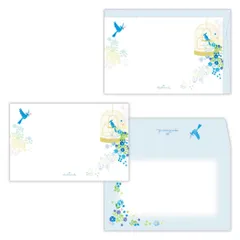 【メール便】メッセージカード ミニメッセージカードセット 4枚セット セット青い鳥2 日本ホールマーク カード＆封筒 多目的 かわいい グッズ 