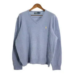 90年代 Polo by Ralph Lauren ポロ ラルフローレン ラムウール セーター 大きいサイズ ライトブルー (メンズ XXL) 中古 古着 R0809