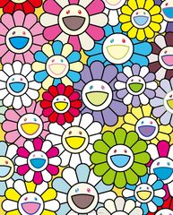 Takashi Murakami's Small Flower Painting: Yellow, White, and Purple Flowers ED300 zingaro kaikaikiki Kaikai Kiki Poster Art Fine Art Unopened