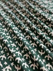 インド綿　3m ブロックプリント　緑の鳥柄　ハンドブロックプリント　ハンドメイド　手仕事　更紗　木綿　木版印刷　木版プリント