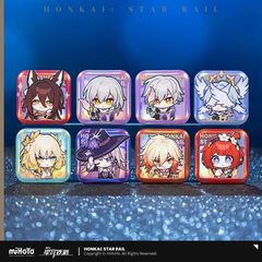 崩壊：スターレイル・公式　スクエア 缶バッジ（パム展覧会）サンデーB　帰忘の流離人　記憶・男性開拓者（穹）記憶・女性開拓者（星）マダム・ヘルタ　アグライア　トリビー　モーディス