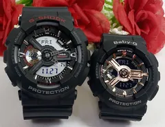 恋人たちのGショックペアウオッチ  G-SHOCK ペア腕時計 カシオ GA-110-1AJF BA-110RG-1AJF プレゼント   ラッピング無料  メッセージカード手書きします 　クリスマス プレゼント 誕生日 御祝い還暦 銀婚式 結婚記念日 婚約