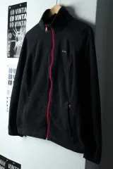 W(L-XL) コロンビア ジップアップ ウィンドブレーカー アウター ジャケット フリース ブラック-1572B