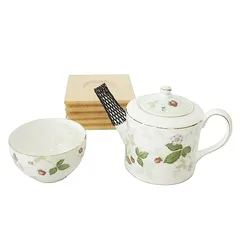 ウェッジウッド WEDGWOOD ワイルドストロベリー スモール ティーポット 湯呑み カップ 5客セット 