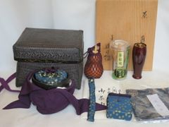 （八月◆特売品）京篭師 和田鱗司作 御所籠 芋茶杓と皆具添 USED〈税込・送料込〉【中古・美品】