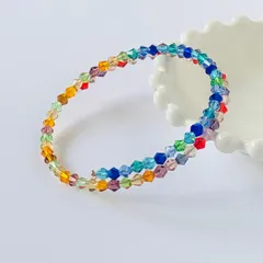 カットガラスビーズ　形状記憶ブレスレット