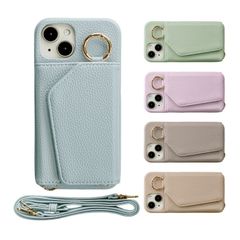 iPhone7/8 SE ブルー iPhone7Plus/8Plus iPhoneケース iPhoneX/XS XR スマホケース カバー リング 韓国 財布 ミラー シンプル 取り外し可能 かわいい ストラップ カード入れ 合皮レザー ショルダー