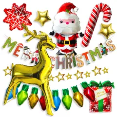 クリスマス 飾り バルーン クリスマス風船 クリスマスツリー パーティー バナー サンタ トナカイ 雪 Merry Christmas X'Mas 室内装飾 飾り付けセット