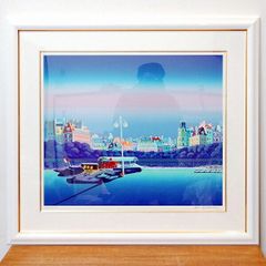 笹倉鉄平代表作「カフェ・ベラ・ノッテ」ミクスドメディア版画、新品
