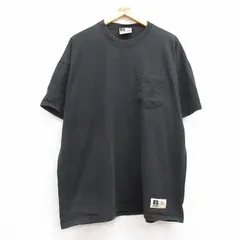 XL/古着 ラッセル 半袖 ビンテージ Tシャツ メンズ 00s 無地 胸ポケット付き 大きいサイズ コットン クルーネック 黒 ブラック spe 25jul11