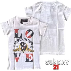 イタリア製 SUNDAY21 サンデー21 レディース Tシャツ MGM パロディー LOVE MOSCHINO CHEAP CHIC ホワイト セレブ ブランド ファッション インポート カジュアル MADE IN ITALY 正規 商品