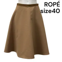 ◆ ロペ ROPE フレアスカート 膝丈 Aライン ウエストステッチ キャメル 40 L 11号 レディース S5V219