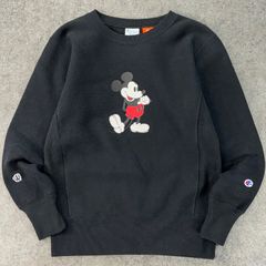 champion reverse weave Disney BEAMS コラボ 別注 チャンピオン リバースウィーブ スウェット トレーナー プルオーバー ディズニー ミッキーマウス ミッキー ロゴプリント ブラック 黒 刺繍
