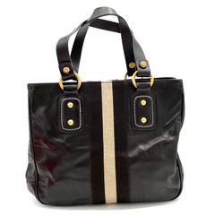 【鑑定済み】正規品  バリー BALLY トレインスポッティング トート ハンドバッグ  ブラウン キャンバス レザー ライン
