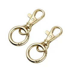 【特価商品】2個セット ナスカン 二重リング キーホルダー 回転フック 金具 [FUSSED] パーツ キーリング シルバー キーホルダーパーツ アクセサリーパーツ 手作り 手芸用品 ジュエリー 素材 DIY材料 丸カン付き