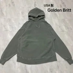 USA製 Golden Britt sweat hoodie スウェットパーカー プルオーバー 米国製 ストリート 入手困難 90s リバースタイプ グリーン 玉FL3962