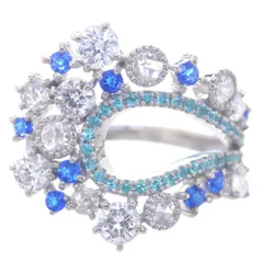 パライバトルマリン アウイナイト リング プラチナ 指輪 ダイヤモンド パヴェ Pt950 刻印入り 鑑別書付き 日本製【人気アイテム】【アクセサリーマート/メルカリShops店】