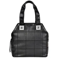 シャネル CHANEL ココマーク チョコバー トートバッグ キャビアスキン ブラック【中古】
