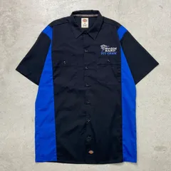 Dickies ディッキーズ 半袖 企業ロゴ刺繍 ツートンワークシャツ メンズM 