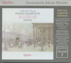 英CD Gabriel Faure , Domus Quartett Piano Quartets: No. 1 In C Minor, Op 15 / No. 2 In  GAW21166 Hyperion /00110